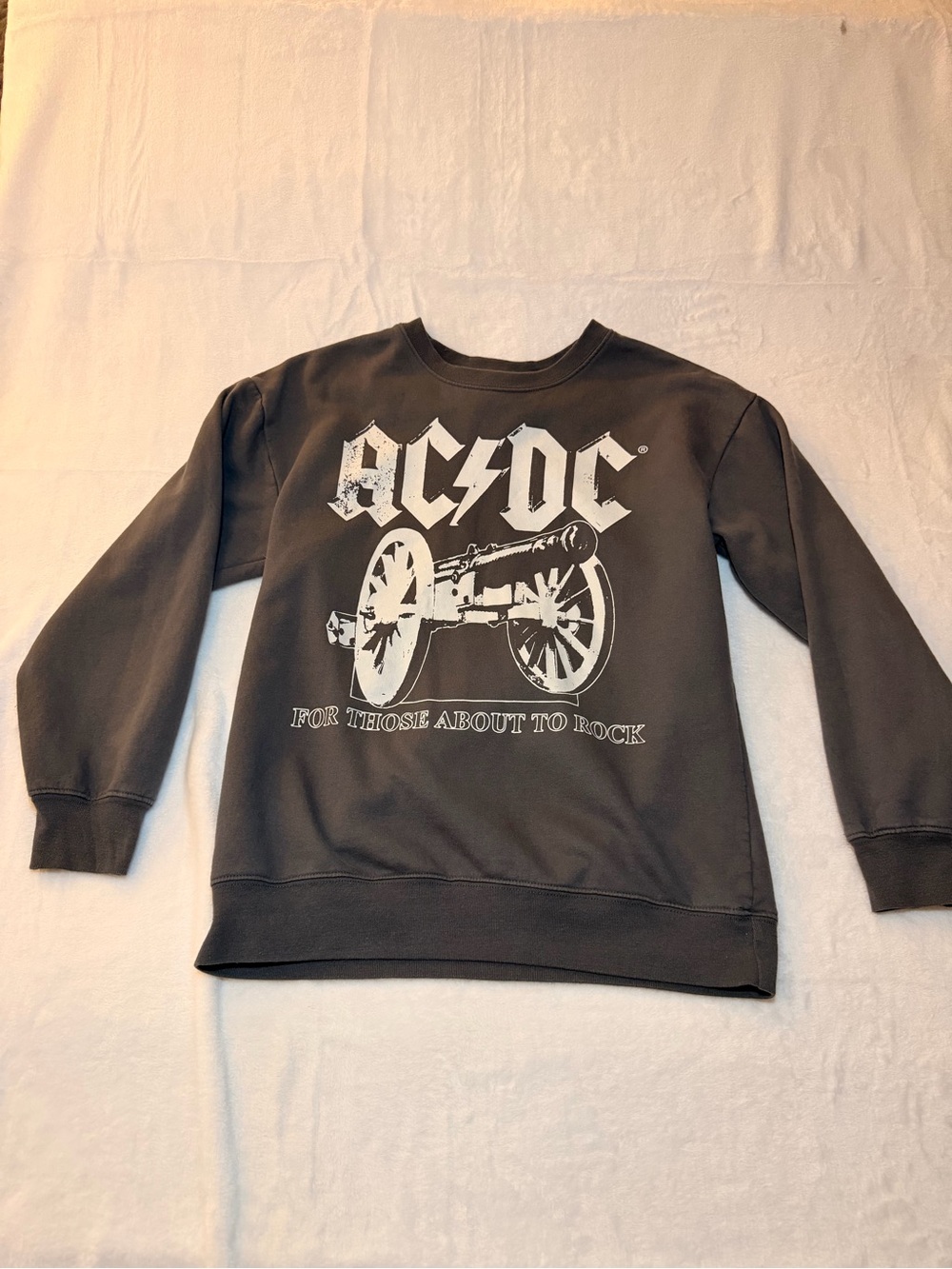 AC/DC Grey Sweatshirt with White Band Logo size: S